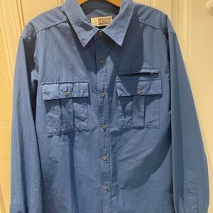 ExOfficio Insect Shield Button Dwn Shirt Mens L Blue  Outdoor Fishing       3766